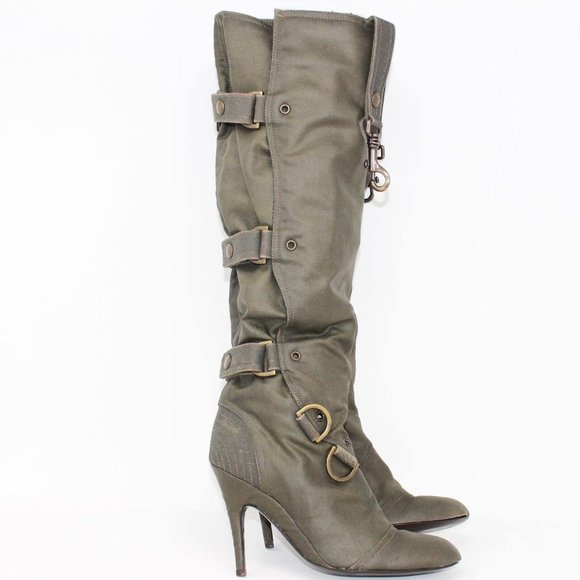 STELLA McCARTNEY #39105 Green Waterproof Fabric Long Boots (US 7 EU 37) - Picture 2 of 9